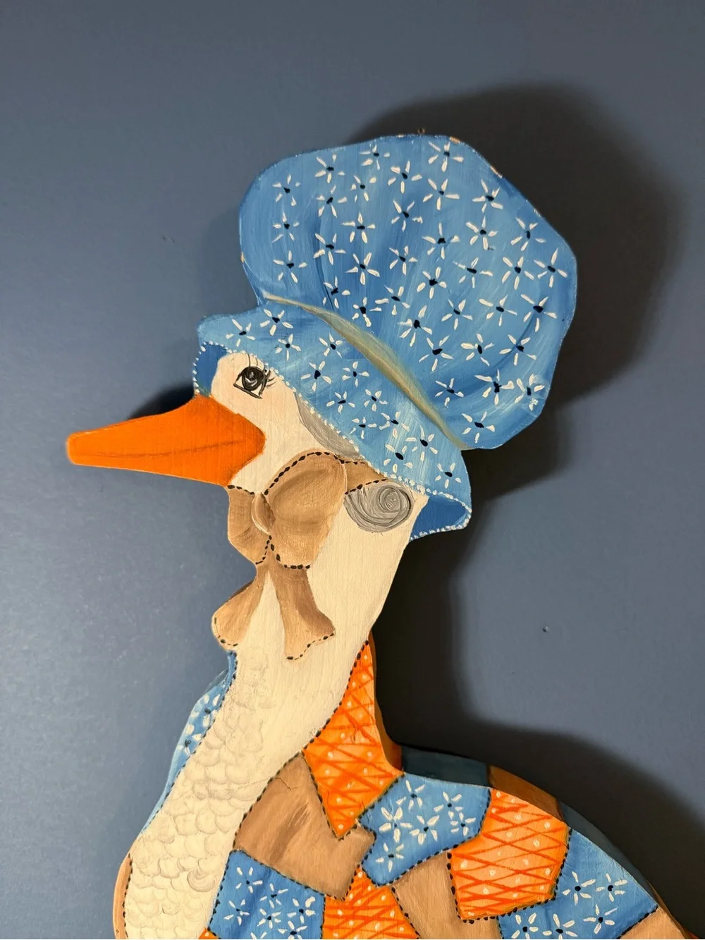 Welcome Goose Wall Plaque - Blue and Orange